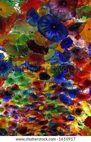 Colorful flowered ceiling in Las Vegas Casino lobby