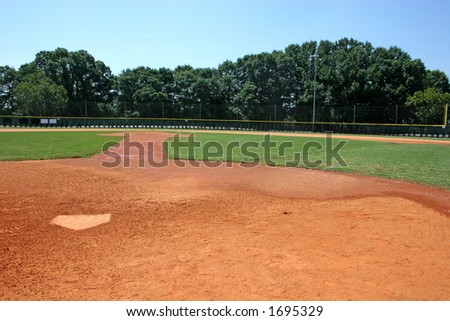 Baseball field behind home plate