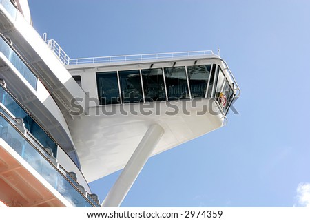 Captains bridge at the top of a cruise ship