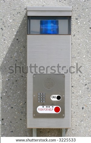 An emergency call box in a parking garage