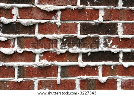 Brick wall with mortar showing. Useful for backgrounds or illustration of brick and mortar vs Internet store