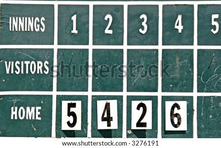 An old fashioned baseball score board