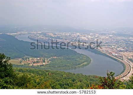The Tennessee River shot from Lookout Mountain over the city of Chattanooga