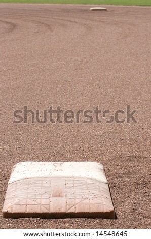 View from first to second base on a baseball field