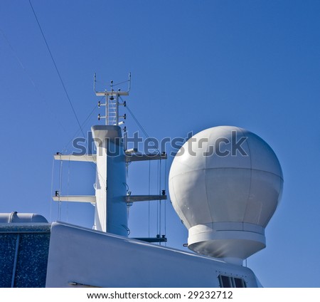 Ships satellites system against a blue sky