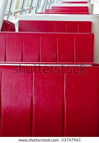 Red vinyl booths in a diner type restaurant