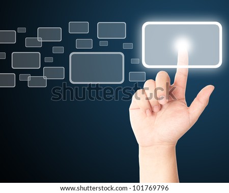 Hand pushing icon on touch screen