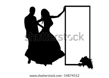 stock vector wedding couple silhouette vector