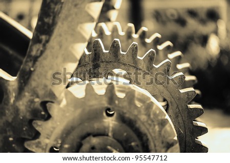 detail of a mechanism with toothed wheels of the period of industrialization