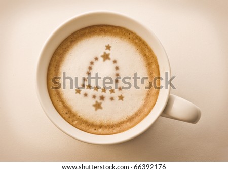 christmas bell, drawing on latte art coffee cup