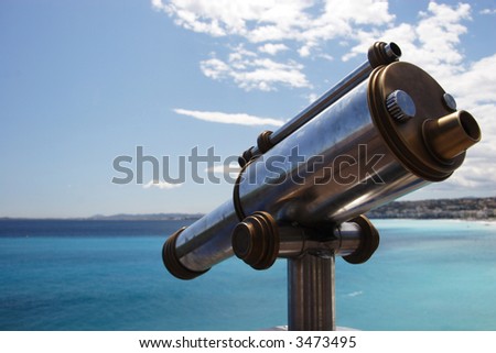 Old telescope overlooking the Med, Nice, France