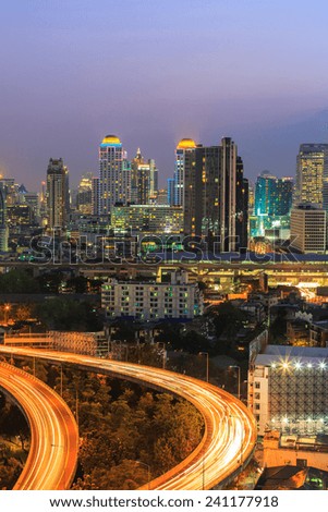 City Night Scene In Bangkok Thailand