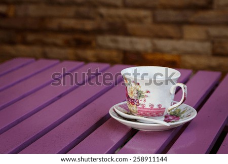 Coffee Cup On Pink Wooden Table