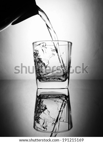 pouring water to glass