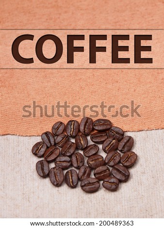 coffee crop beans on fabric textile texture background