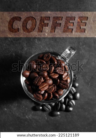 Coffee crop beans in little glass cup