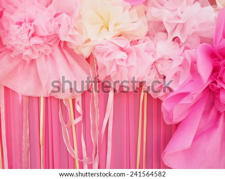 Abstract pink fabric paper craft flower for decoration background
