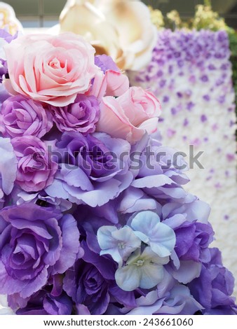 Pink and purple fabric  craft flower for decoration background