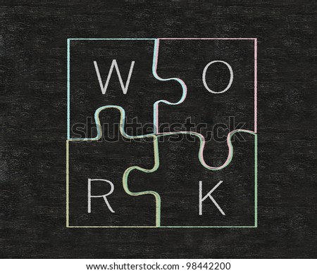 work jigsaw business written on blackboard background high resolution