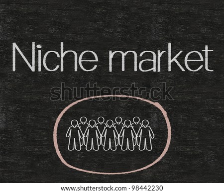 niche market with people symbols written on blackboard background high resolution