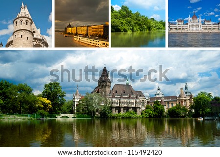 Set of historical  places in Budapest city, Hungary