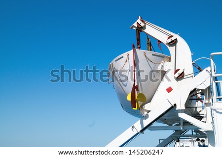 White lifeboat on a cruise ship, Greece