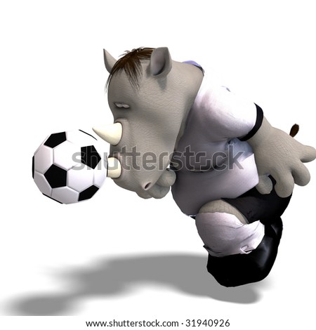 funny plays. funny rhino plays soccer.