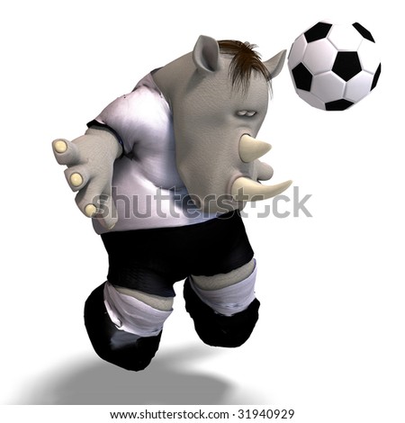 funny plays. funny rhino plays soccer.