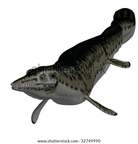 Underwater Dinosaur Mosasaur. 3d Render With Clipping Path And Shadow 