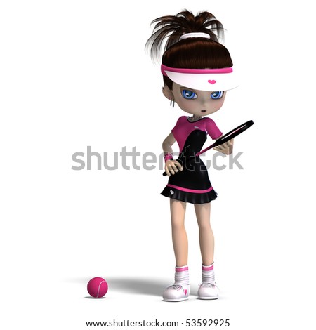 stock photo sporty toon girl in pink clothes plays tennis