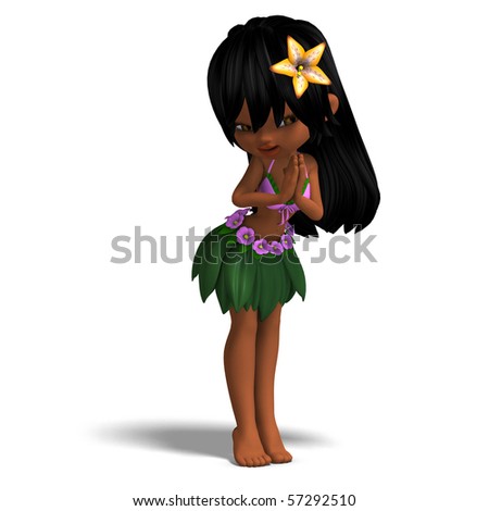 cute hawaiin cartoon girl cartoon girl walking in rain. cute hawaiin cartoon girl