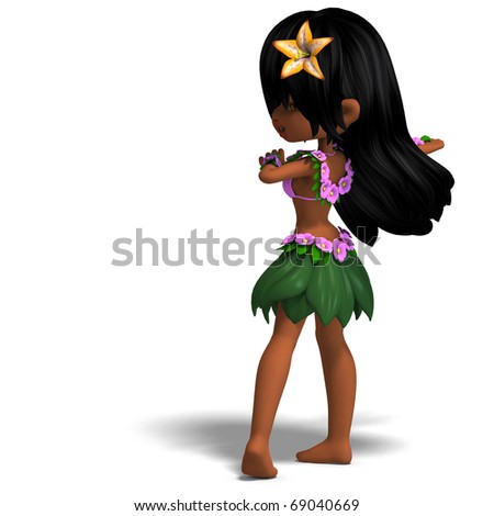 cute Hawaiian cartoon girl