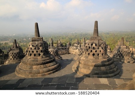 Picture of Borobudur Temple in Java island, Indonesia:on September 21,2012:Buddha Borobudur is a religious place of Buddhism. the world\'s largest.UNESCO declared the Bush Borobudur is. heritage