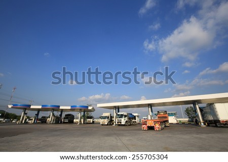 Cholburi, THAILAND - Feb 25:Truck wait for refill natural gas at PTT Gas Station on Feb 25,15  Thailand. Thai\'s government make decision increase gas prices for transportation reflect the real costs