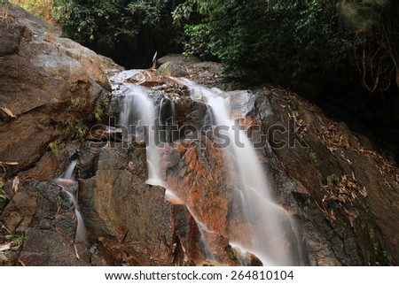Hui Ka Ting Water Fall, Paradise waterfall in Tropical rain forest of Thailand , water fall in deep forest Chantaburi province Thailand .