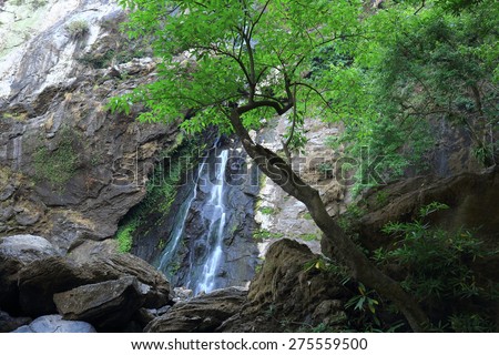 Klong Larn Waterfall, Paradise waterfall in Tropical rainforest of Thailand , water fall in deep forest at Kampangpetch province Thailand .
