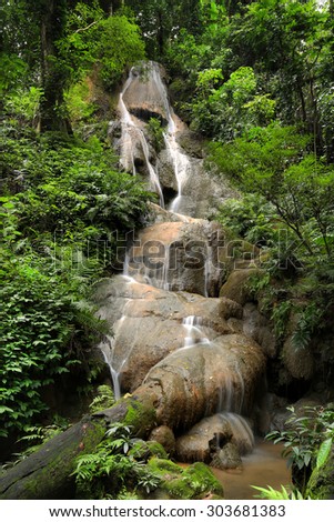 Deep forest waterfall , The waterfall named Huai Rong  Kwang  waterfall in  Phrae province ,  Thailand