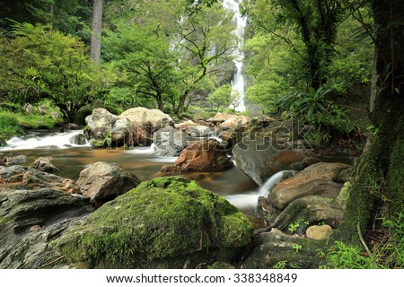 Klong Larn Waterfall, Paradise waterfall in Tropical rainforest of Thailand , water fall in deep forest at Kampangpetch province Thailand .