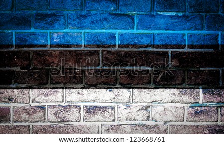 Collection of european flag on old brick wall texture background, Estonia