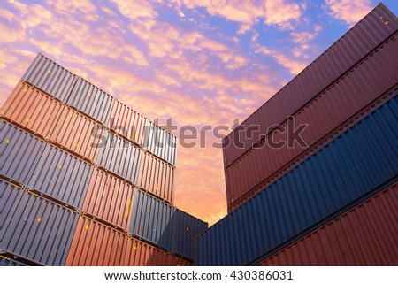 Colourful stack pattern of cargo shipping containers in shipping yard,dock yard for transportation,import,export industrial concept