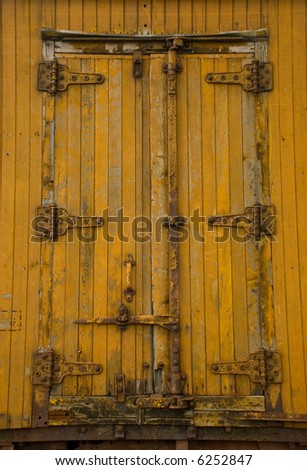 Door of an old train boxcar