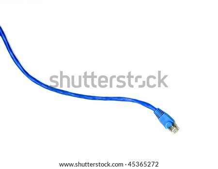 Ethernet Cable on An Blue Ethernet Cable Isolated On A White Background Stock Photo