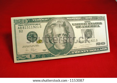 20 dollar bill back and front. Envelope and some dollar