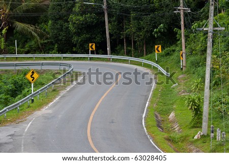 curved road up to mountain