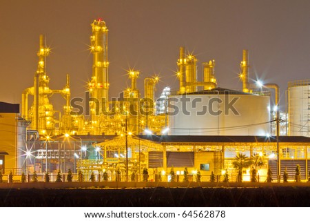Oil refinery at night, industrial estate, thailand