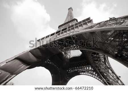 paris france eiffel tower black and. stock photo : Eiffel tower in