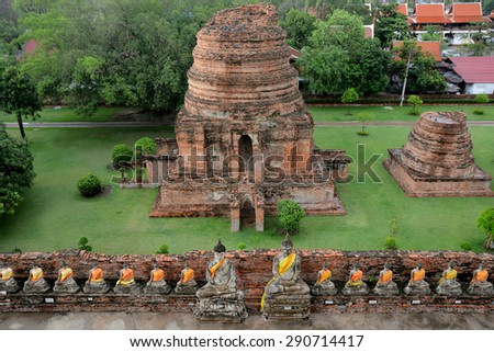The old Pagoda with old Buddha image from bird eye view