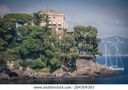 luxury home surrounded the port of Portofino, with the beach and luxury boats