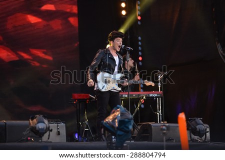 Firenze / Italy - june 14 2015: The Kolors singing on stage Mtv Awards 2015 Firenze