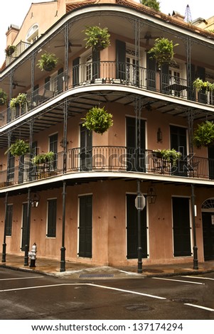 Old french architecture in the French Quarter in New Orleans